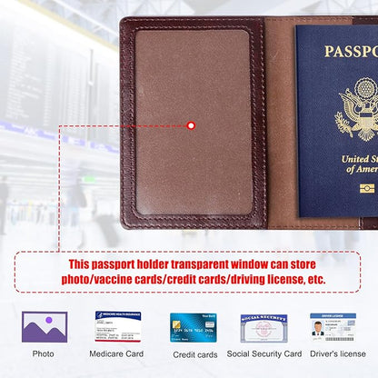 TIGARI Passport Holder for Travel Women Men, Valentines Day Gifts PU Leather Wallet Cover Case Sleeve, Waterproof Protected Document Organizer, Vacation Plane Cruise Travel Essentials