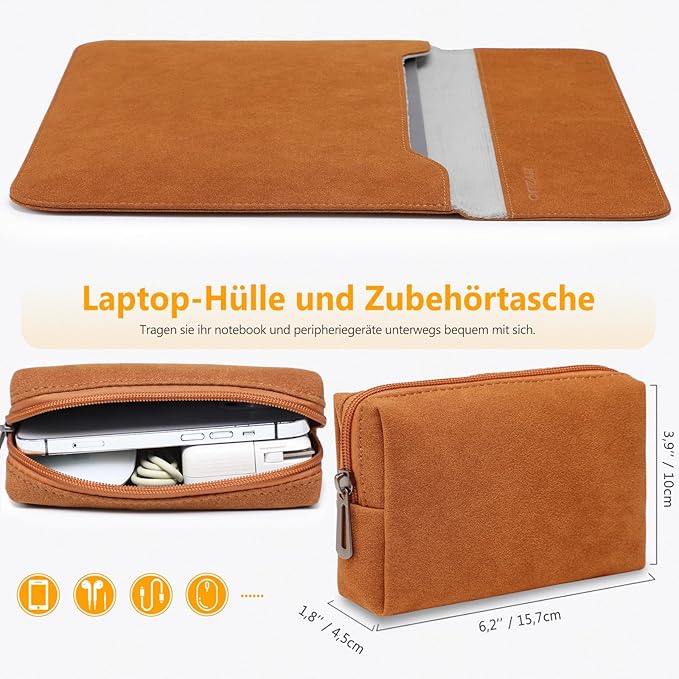 HYZUO 13 Inch Laptop Sleeve PC Case for MacBook Pro 13 M2 M1 2026-2016, 13" MacBook Neo 2026 A3404, MacBook Air 13 M5 A3449 M4 M3 M2 M1 2026-2018, 13" iPad Pro/Air, Surface Pro, XPS 13, Brown