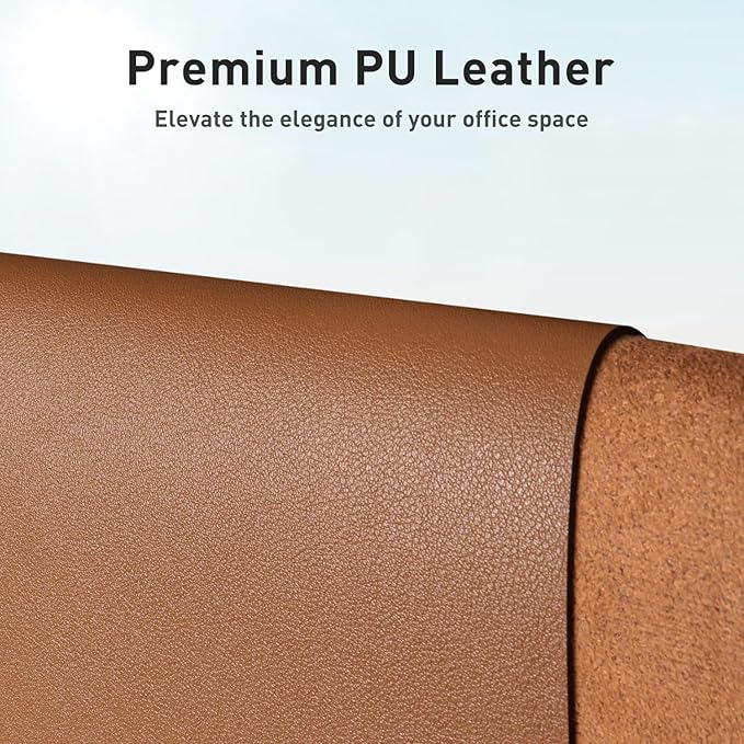 Aothia Faux Leather Desk Mat - Non-Slip PU Leather Desk Blotter, Waterproof Writing Surface, Large Desk Pad for Office & Home (Brown, 55" x 17")
