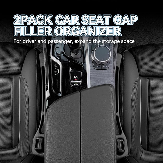 USSDE Car Gap Filler, Dual Slot Car Seat Gap Organizer 2 Pack, Universal Fit Soft Car Seat Crack Gap Filler Between Seat and Console Stop Things from Dropping (Style A)