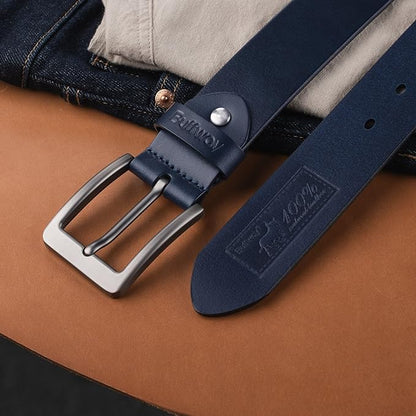 Buffway Men’s Full Grain Leather Belt – Solid One-Piece Leather, 1.5” Wide for Jeans & Business Casual, Gift Box Included