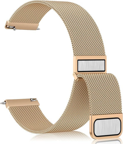 Vanjua 20mm 22mm Watch Band for Women Men, 20mm 22mm Quick Release Stainless Steel Metal Mesh Loop Adjustable Magnetic Replacement Wristbands Straps Bands