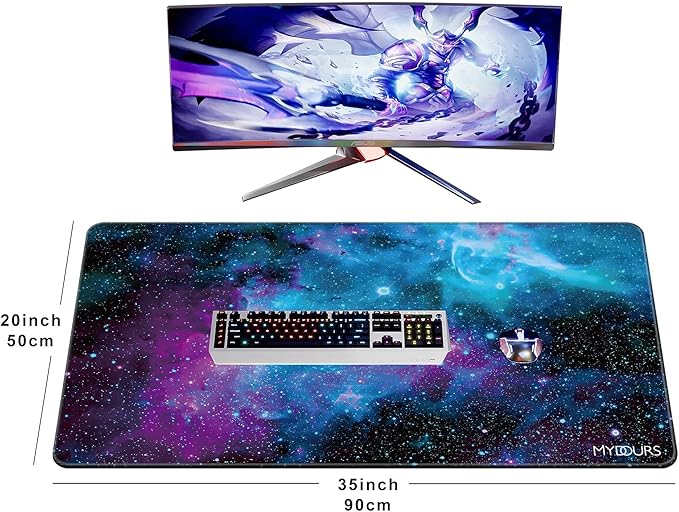 Mydours 36"x20" Large Gaming Mouse Pad - Mouse Pad with Non-Slip Rubber & Fabric Surface - Large Desk Mat for Computer Office Home Working - XL Desk Protector Pad (Universe)