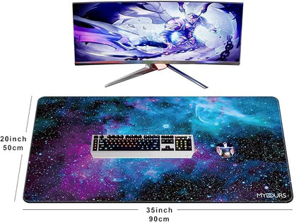 Mydours 36"x20" Large Gaming Mouse Pad - Mouse Pad with Non-Slip Rubber & Fabric Surface - Large Desk Mat for Computer Office Home Working - XL Desk Protector Pad (Universe)