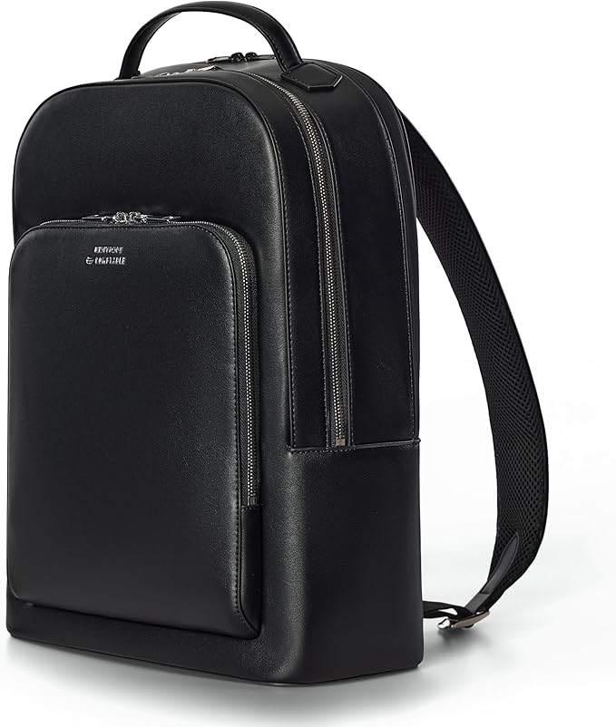 Comfyable x Edition Premium Vegan Leather Backpack for 13" 14" 15" 16" Laptops, Business Trip Backpack with Trolley Strap & YKK Zipper, Water-repellent Durable Bag for Men Women, Daypack for Work