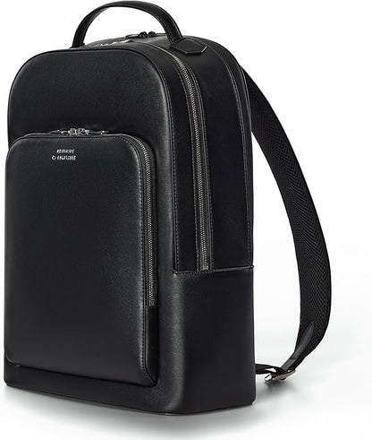 Comfyable x Edition Premium Vegan Leather Backpack for 13" 14" 15" 16" Laptops, Business Trip Backpack with Trolley Strap & YKK Zipper, Water-repellent Durable Bag for Men Women, Daypack for Work