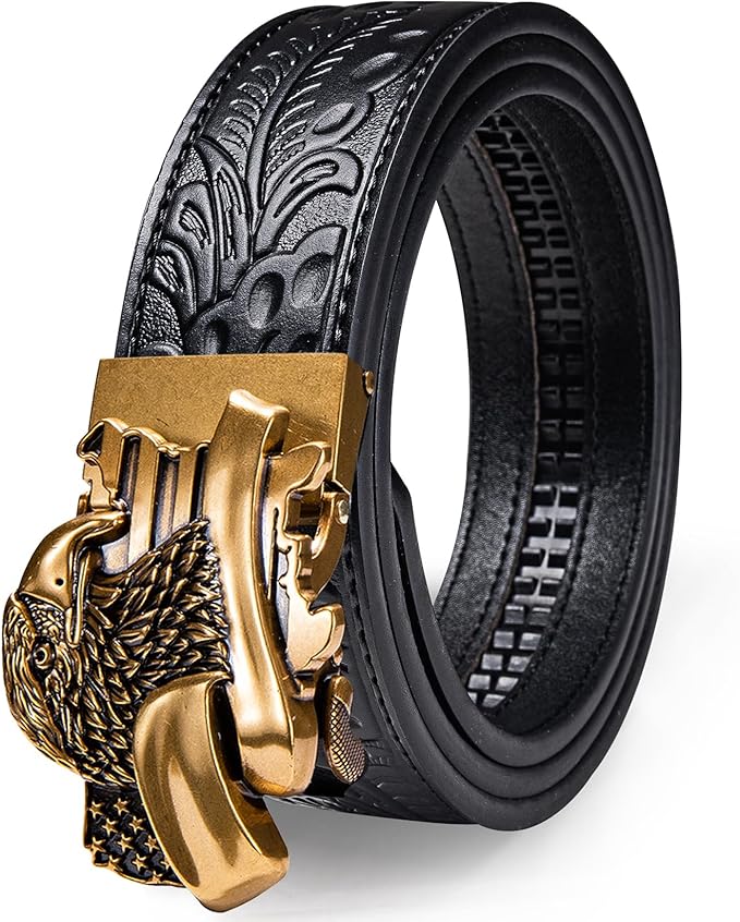 Dubulle Men's Ratchet Belt Gold/Black/Red/Green/Blue/White Automatic Buckle Business Casual Belt Gift - Adjustable Fit