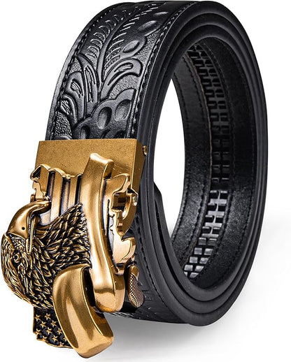 Dubulle Men's Ratchet Belt Gold/Black/Red/Green/Blue/White Automatic Buckle Business Casual Belt Gift - Adjustable Fit
