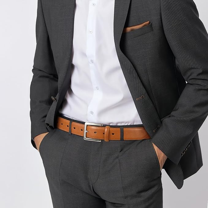 Men's Genuine Leather Dress Belt, 1 3/8" Classic Mens Jeans Pants Belt for Work Business Casual Golf