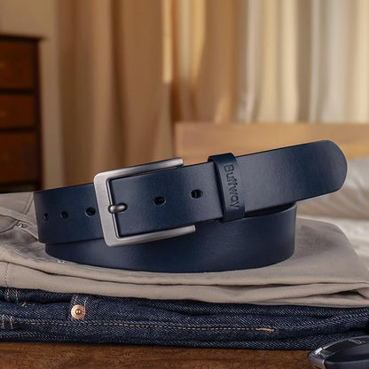 Buffway Men’s Full Grain Leather Belt – Solid One-Piece Leather, 1.5” Wide for Jeans & Business Casual, Gift Box Included