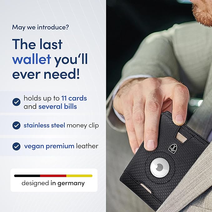 TRAVANDO AirTag* Wallet Mens Wallet with Money Clip Air Tag Wallet Card Holder RFID Blocking Bifold Gifts for Men