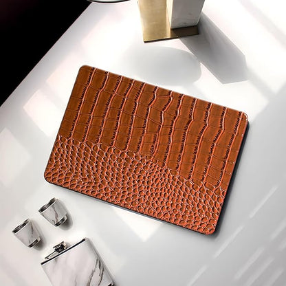 KEROM Compatible for Crocodile MacBook Pro 13 Inch Case 2025-2016 M2 M1 A2338 A2289 A2251 A2159 A1989 A1706 A1708, Textured Aligator Skin Snakeskin PU Leather Hardshell & Keyboard Cover, Brown