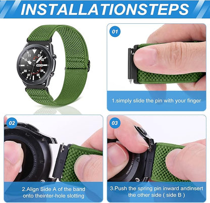 Compatible with 16mm 18mm 19mm 20mm 22mm 24mm Watch Bands Quick Release Replacement Wristband,Adjustable Stretchy Nylon Solo Loop Straps Fabric Braided Sport Elastic Bands for Men Women
