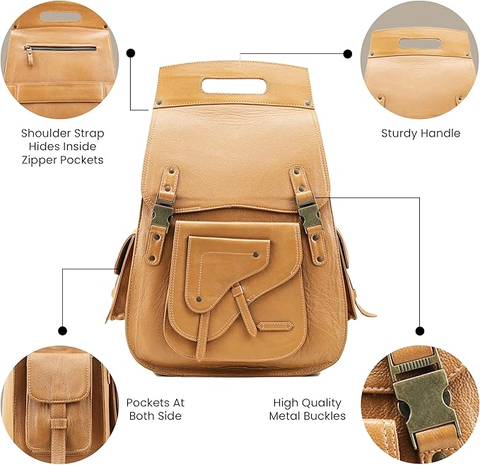 Handmade World Full Grain Leather Backpack for Men – Business Computer Backpack Fits Upto 17” Laptop, Office Work Travel Bag