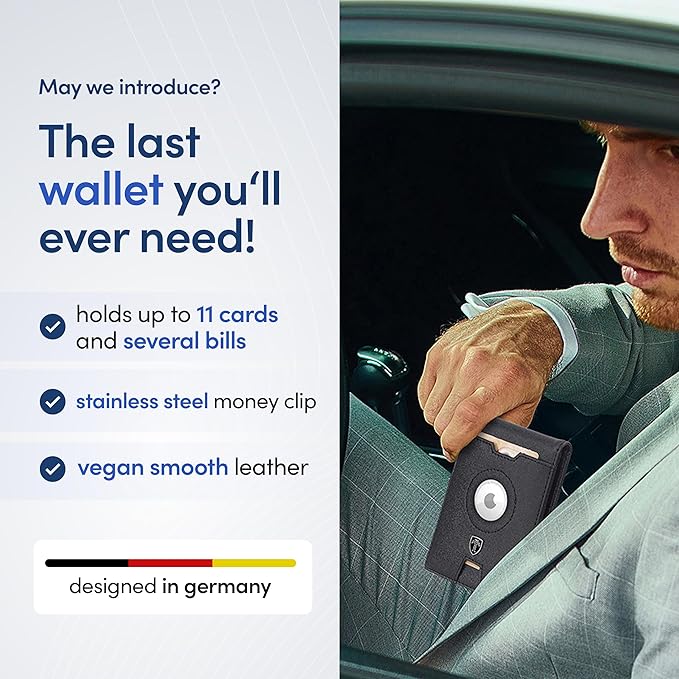 TRAVANDO AirTag* Wallet Mens Wallet with Money Clip Air Tag Wallet Card Holder RFID Blocking Bifold Gifts for Men