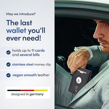 TRAVANDO AirTag* Wallet Mens Wallet with Money Clip Air Tag Wallet Card Holder RFID Blocking Bifold Gifts for Men
