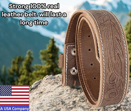 F&L CLASSIC Western Belt without buckle for men – Full Grain Leather Cowboy Belts for jeans - One Piece Leather strap belt