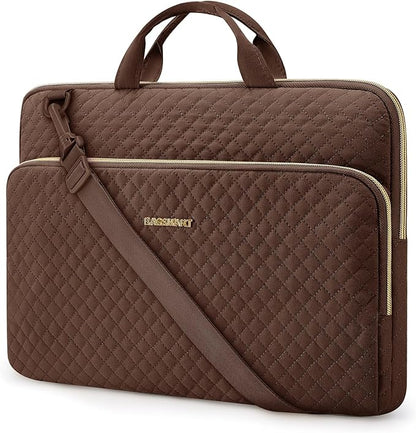 BAGSMART 15.6 Inch Laptop Case Sleeve Compatible with MacBook Pro 16 Inch,15.6 Inch HP,Dell,Acer Aspire,Asus Notebook, Lightweight Laptop Bag for Women with Shoulder Strap,Pocket,Handle, Coffee Brown