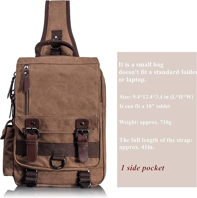 Leaper Retro Crossbody Bag Sling Bag Canvas Messenger Bag for Men Women Shoulder Bag Crossbody Handbags Satchel Travel Bag