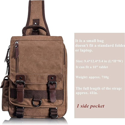 Leaper Retro Crossbody Bag Sling Bag Canvas Messenger Bag for Men Women Shoulder Bag Crossbody Handbags Satchel Travel Bag