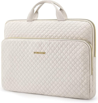 BAGSMART Laptop Case Compatible with 13-13.3 inch Notebook,Compatible with MacBook Pro 14 Inch,MacBook Air,Protective Carrying Bag with Pocket,Handles, Beige