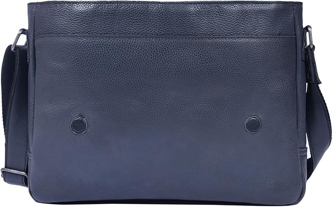 16" Crossbody Bag Leather Laptop Messenger Bag For Men with trolley sleeve for school office (Royal Blue)