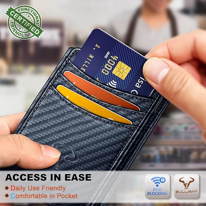 BULLIANT Slim Wallet For Men 12Cards,Magnetic Flip Build-in Money Clip Airtag Compatible-RFID Blocking