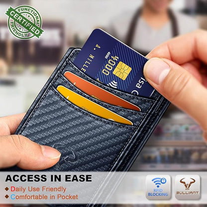 BULLIANT Slim Wallet For Men 12Cards,Magnetic Flip Build-in Money Clip Airtag Compatible-RFID Blocking