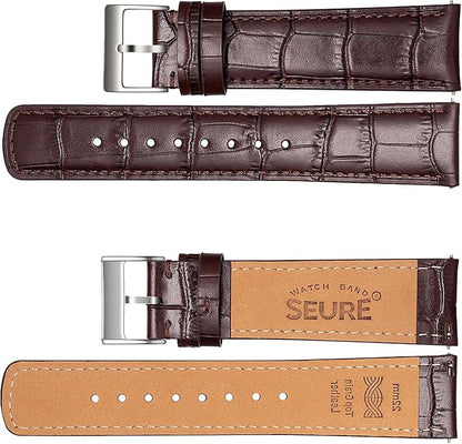 SEURE Quick Release Watch Band,Top Genuine Leather Watch Straps 19mm 20mm 21mm 22mm 24mm for Men and Women