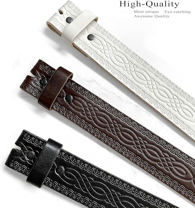 Genuine Full Grain Western Engraved Tooled Leather Strap or Belt 1-1/2" Wide