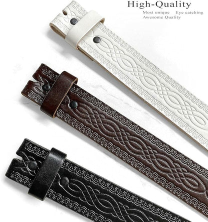 Genuine Full Grain Western Engraved Tooled Leather Strap or Belt 1-1/2" Wide