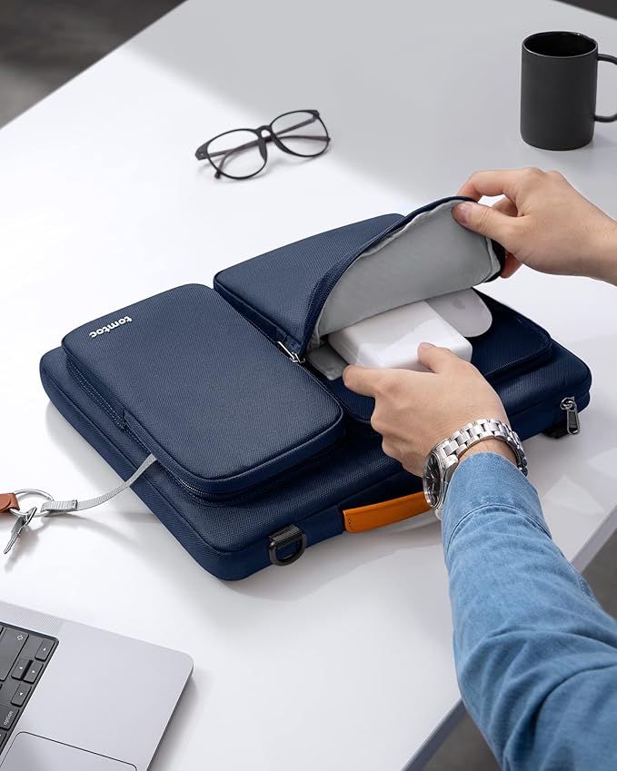 tomtoc 360 Protective Laptop Shoulder Bag for 13 Inch 2026 MacBook Air M5/A3449 M4/A3240, M3/A3113, 2024-2019, MacBook Neo A18 Pro, 13-in Surface Pro 11th AI/10, Water-Resistant Accessory Case
