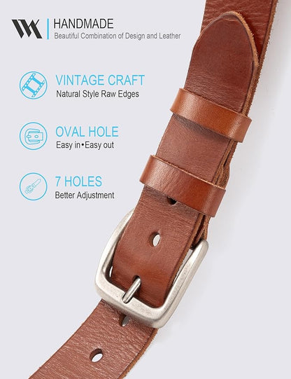 WOLFANT Leather Belt for Men,100% Italian Full Grain Real Solid Leather