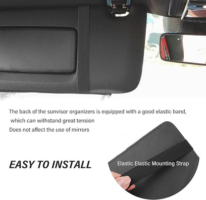 Car Visor Organizer with Sunglass Holder,Multi-Functional Car Sun Visor Organizer with Zipper for Cards,Money,Tickets,Leather Interior Accessories (Beige)