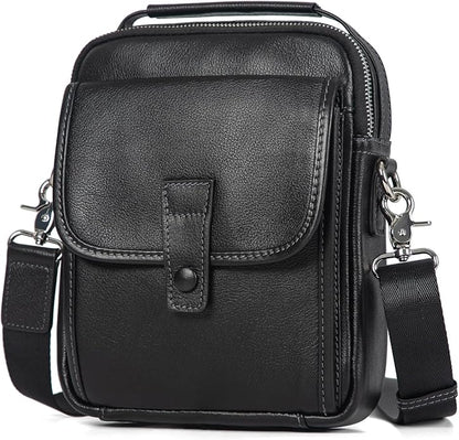 Augus Leather Small Messenger Bag For Men Crossbody Handbag Shoulder Sling Travel Bags for Men Purse Daypack Magnetic Buckle