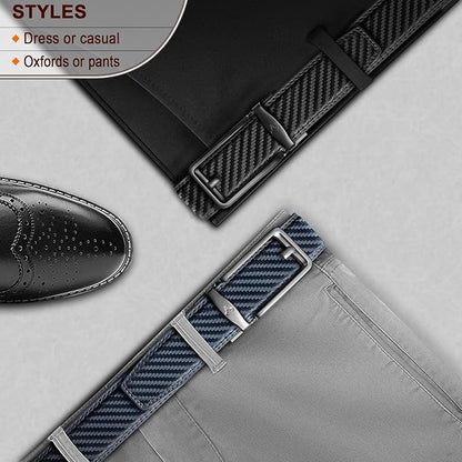 BULLIANT Men Ratchet Belt 2 Pack, Click Sliding Leather Belt Adjustable for Gift Men Dress Casual Jeans 1 3/8,Cut for Fit