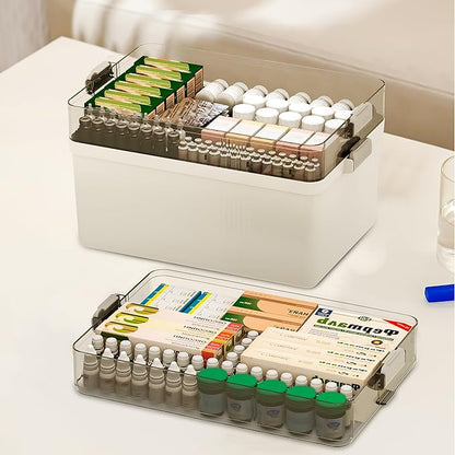 Citylife 3-Tier Medicine Organizer with Handle，Portable Medicine Cabinet First Aid Kit，Multi-Purpose Organizer for Family First Aid
