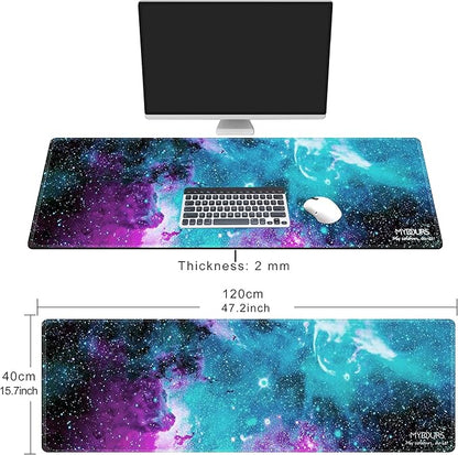 Mydours XXL Gaming Mouse Pad 48x16 Inches, Extra Large Mouse Pad with Fabric & Non-Slip Rubber, Desk Pad for PC Gaming & Office Workspace, Desk Pad for Keyboard & Computer Accessories (Universe)