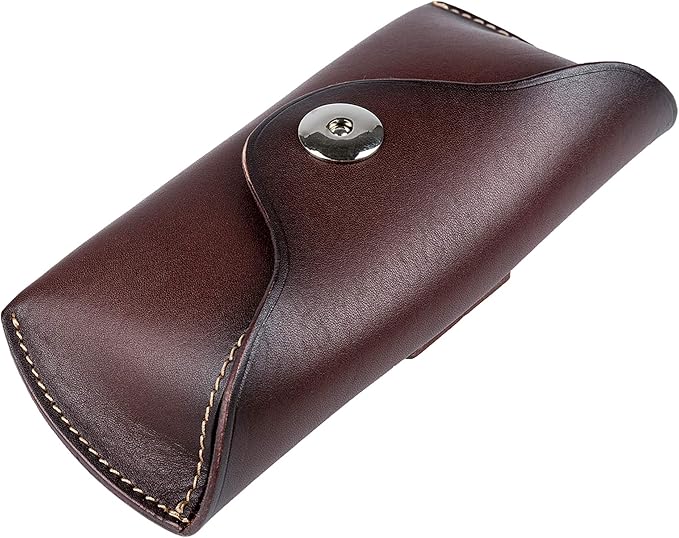 ZLYC Unisex Semi Hard Genuine Leather Eyeglass Case With Belt Loop for Prescription Eyeglasses & Standard Sized Sunglasses