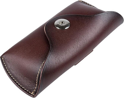 ZLYC Unisex Semi Hard Genuine Leather Eyeglass Case With Belt Loop for Prescription Eyeglasses & Standard Sized Sunglasses