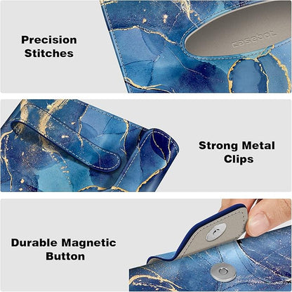 CaseBot Car Visor Tissue Holder, Sun Visor Napkin Holder, Mask Holder, PU Leather Backseat Tissue Box for Truck SUV, Ocean Marble