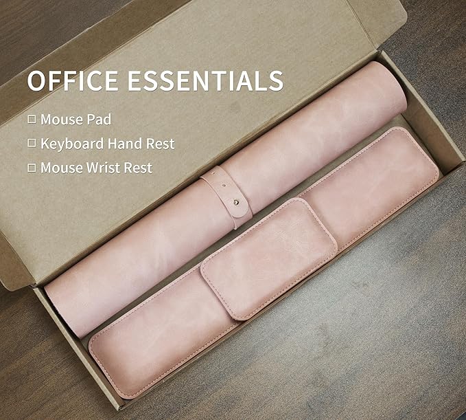 RENMTURE Large Mouse Pad and Keyboard Wrist Rest, Desk Pad for Keyboard and Mouse, Large Gaming Mouse Pad with Wrist Support, Desk Mat for Work and Gaming (Pink)