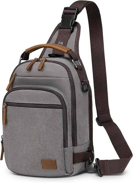 Canvas Sling Bag for Men, Waxed Canvas Crossbody Bag, Retro Vintage Chest Bag Spacious for Outdoor College Work