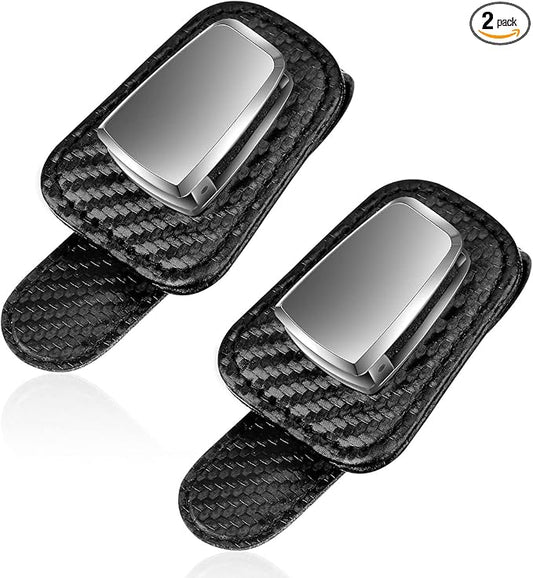 Mudder 2 Packs Sunglasses Holder for Car Universal Visor Sunglasses Holder Clip Leather Eyeglasses Hanger and Ticket Card Clip Eyeglasses Mount for Car(Light Black)