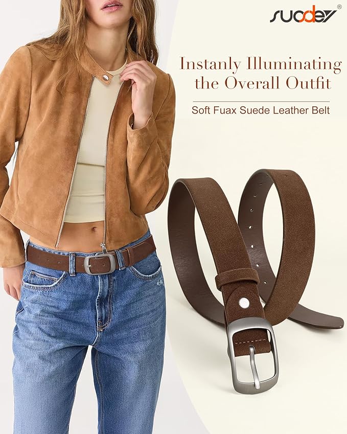 SUOSDEY Women Belts For Jeans Dresses Pants Ladies Leather Waist Belt with Elegant Buckle, Width 1.3"