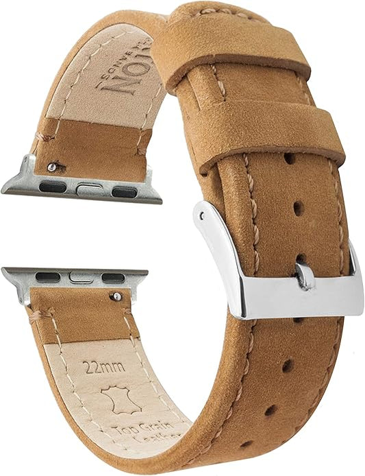 BARTON WATCH BANDS - Top Grain Leather Watch Bands Compatible with Apple Watch Models - 1, 2, 3, 4, 5, 6, 7, 8, 9, 10, SE, Ultra & Ultra 2