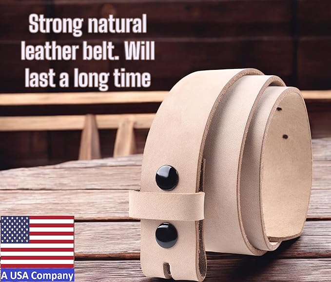 F&L CLASSIC Belt for buckle men Snap on Strap Full Grain One Piece Leather no buckle,1 1/2" Wide, USA
