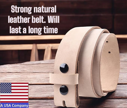 F&L CLASSIC Belt for buckle men Snap on Strap Full Grain One Piece Leather no buckle,1 1/2" Wide, USA