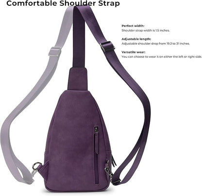 Alldaily Large Sling Bag for Women Crossbody Purse Leather Fashionable Trendy Chest Bag for Travel, Fanny Pack (Purple)