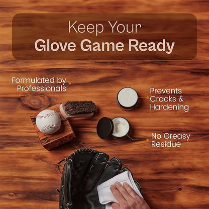 SARNA BASEBALL Glove Conditioner, Cream, 4 Oz – Break in Faster, Keep Leather Maintained – Water-Based, Non-Darkening, No Sticky Residue – Glove Conditioner for Mitts & Softball Gear Made in USA